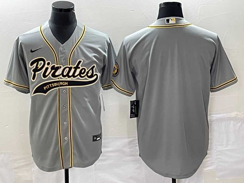 Mens Pittsburgh Pirates Blank Grey Cool Base Stitched Baseball Jersey